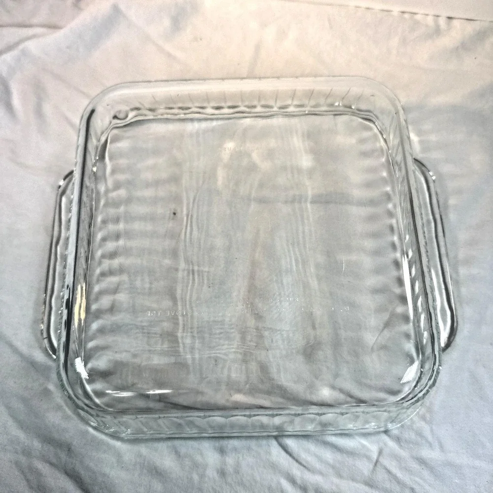 Vintage Clear Ribbed PYREX #222 Glass Baking Dish Cake Pan 2 qt EVC